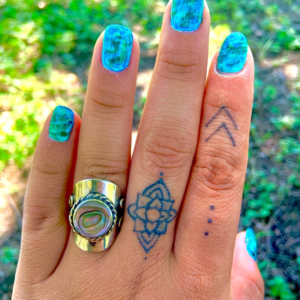 Handmade Mexican Alpaca Silver Abalone Shell Ring